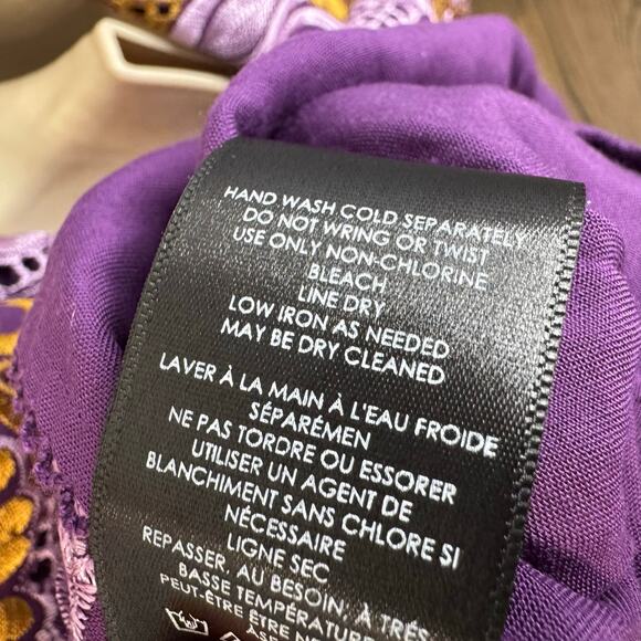 Anthropologie Embroidered Halter Mini Dress Purple Gold Women's 20W - Picture 14 of 14